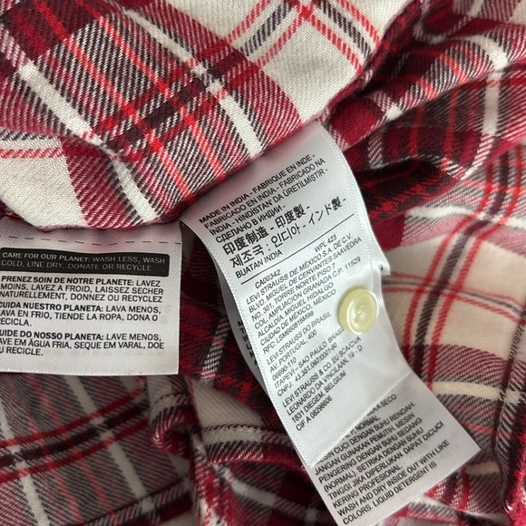 Levi's Maple Cotton Flannel Plaid Utility Shirt Red Combo - NEW - Size Medium - Picture 9 of 11